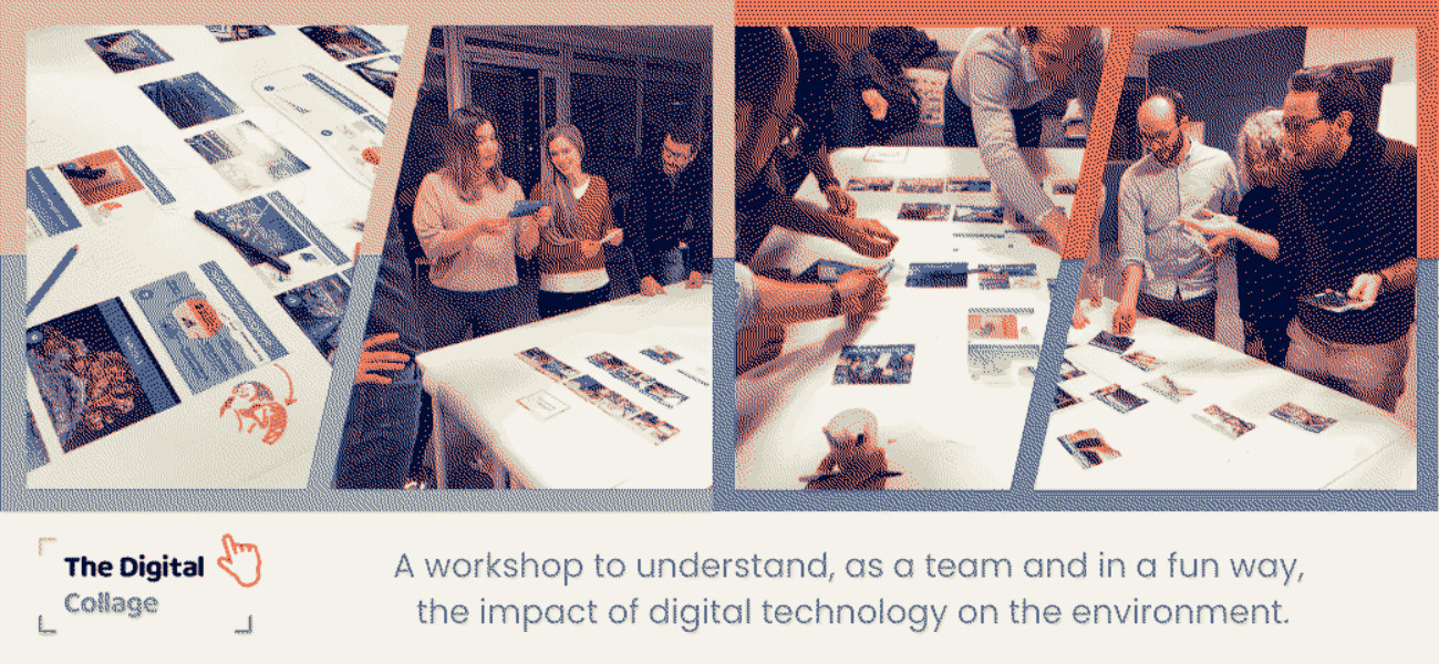 Gaël Duez's blog - article 5 - Picture of a Digital Collage workshop with its logo